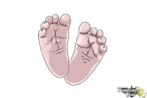 How to Draw Baby Feet - Step 17