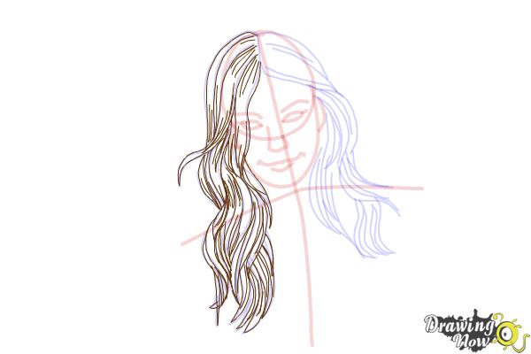 How to Draw a Girl With Long Hair And Highlights - Step 7