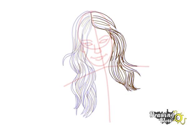 How to Draw a Girl With Long Hair And Highlights - Step 8