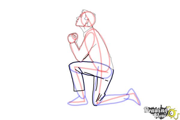 How to Draw a Person On Their Knees, Kneeling - Step 10