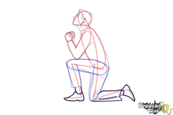 How to Draw a Person On Their Knees, Kneeling - Step 11