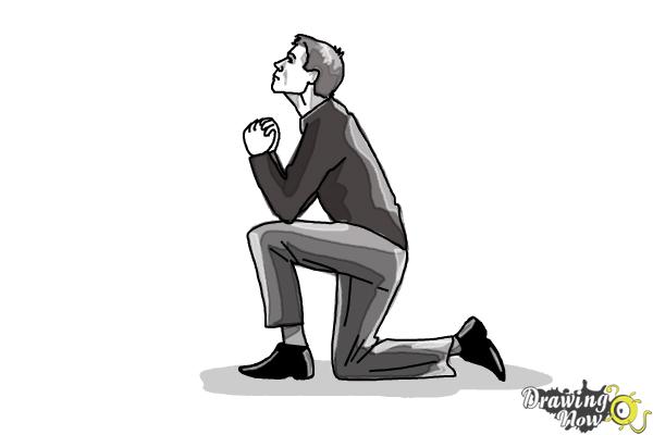 How to Draw a Person On Their Knees, Kneeling - Step 13
