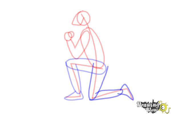 How to Draw a Person On Their Knees, Kneeling - Step 5