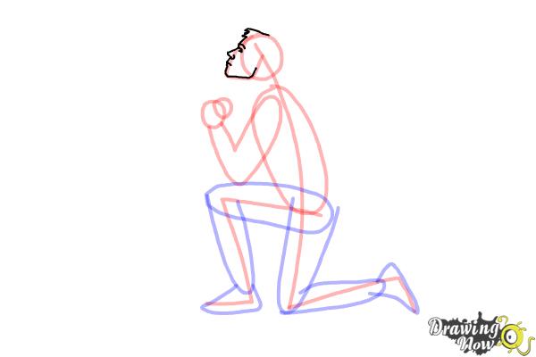 How to Draw a Person On Their Knees, Kneeling - Step 6