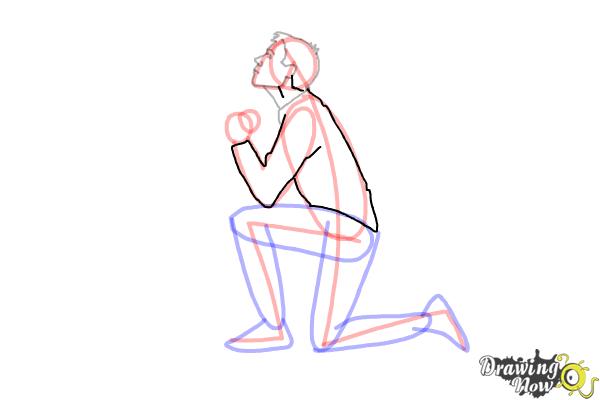 How to Draw a Person On Their Knees, Kneeling - Step 8