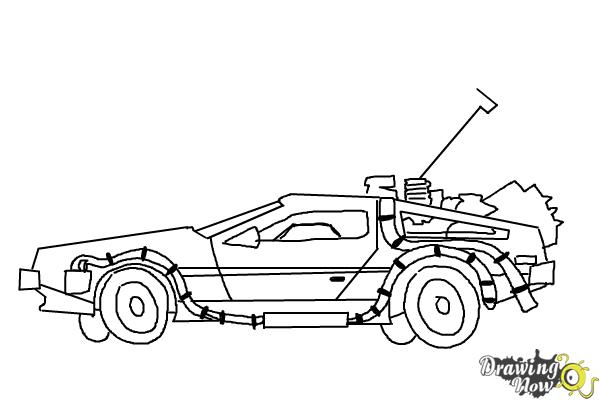 How to Draw The Delorean Time Machine from Back to The Future - Step 10 How to Draw The Delorean Time Machine from Back to The Future - Step 10