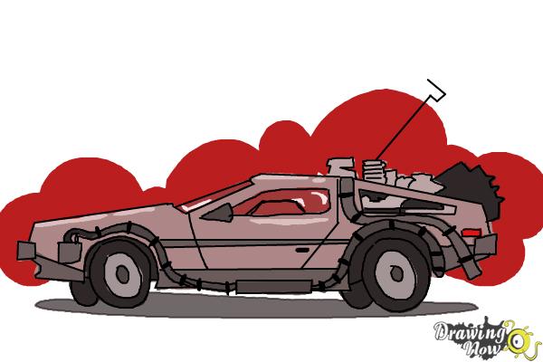 How to Draw The Delorean Time Machine from Back to The Future - Step 11