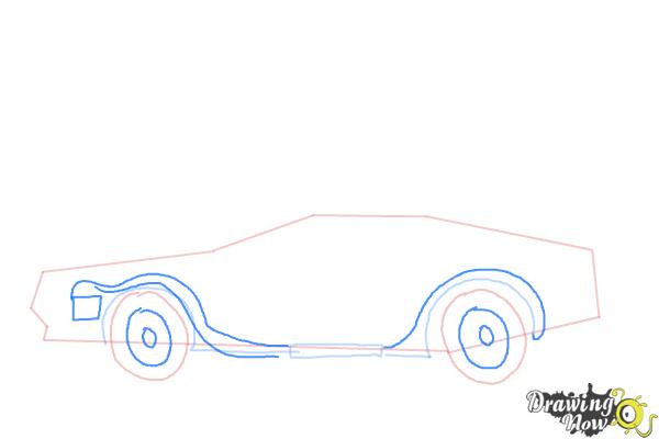 How to Draw The Delorean Time Machine from Back to The Future - Step 5 How to Draw The Delorean Time Machine from Back to The Future - Step 5