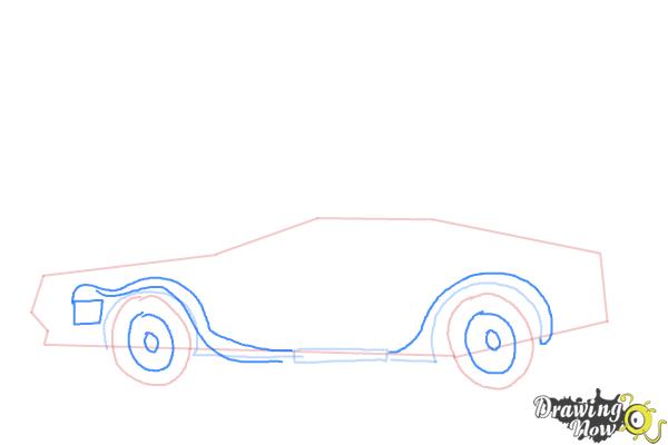 How to Draw The Delorean Time Machine from Back to The Future - Step 5