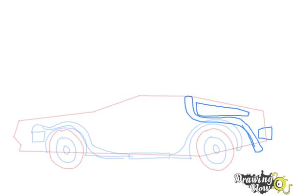 How to Draw The Delorean Time Machine from Back to The Future - Step 6 How to Draw The Delorean Time Machine from Back to The Future - Step 6