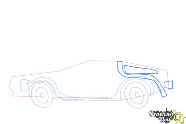 How to Draw The Delorean Time Machine from Back to The Future - Step 6