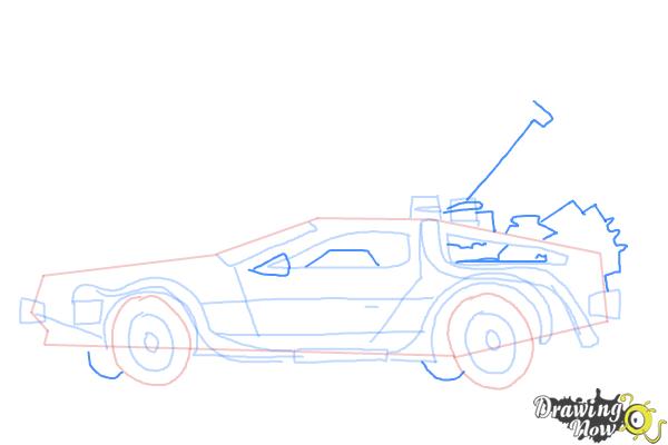 How to Draw The Delorean Time Machine from Back to The Future - Step 9 How to Draw The Delorean Time Machine from Back to The Future - Step 9
