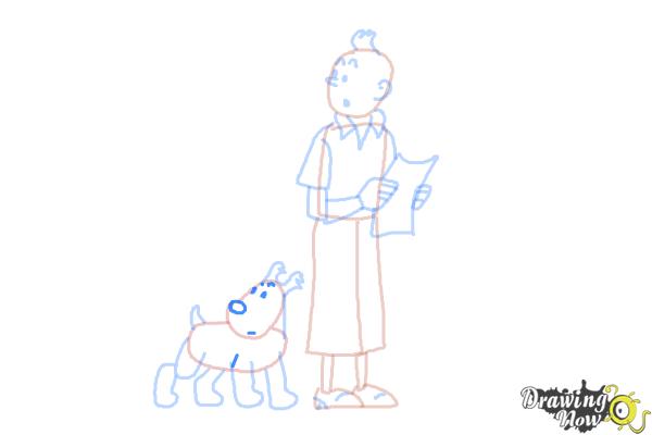 How to Draw Tintin And Snowy from The Adventures Of Tintin - Step 10