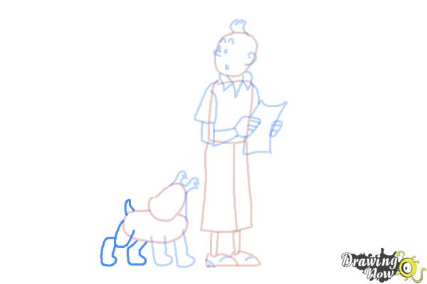 How to Draw Tintin And Snowy from The Adventures Of Tintin - Step 9