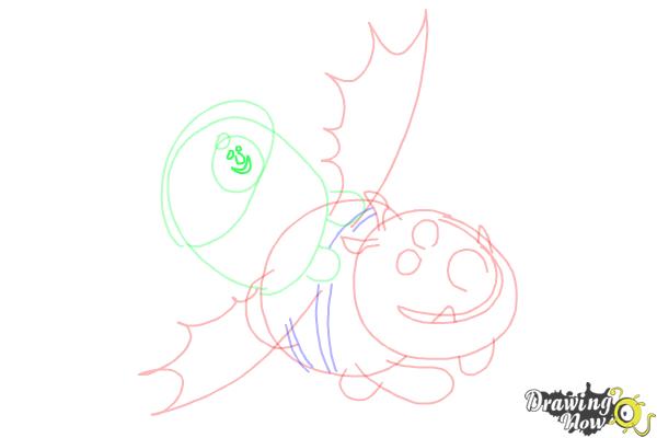 How to Draw Fishlegs And Meatlug from How to Train Your Dragon 2 - Step 11