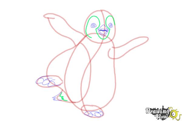 How to Draw Mumble from Happy Feet - Step 11