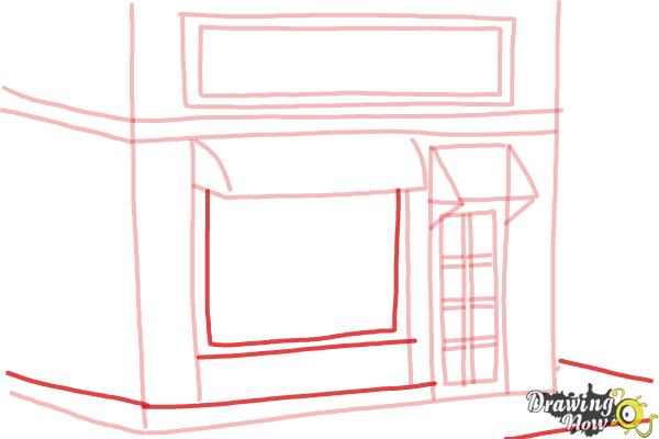 How to Draw a Simple Cake Shop - Step 10