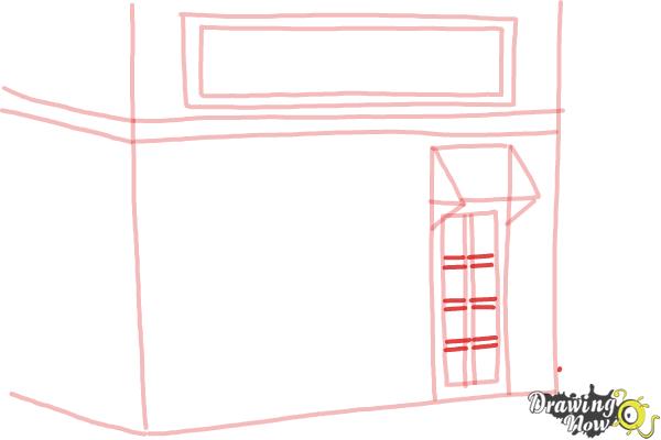 How to Draw a Simple Cake Shop - Step 8