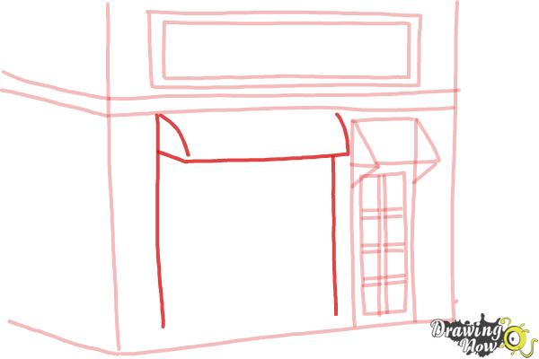 How to Draw a Simple Cake Shop - Step 9