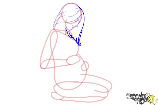 How to Draw a Pregnant Woman - Step 10