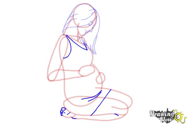How to Draw a Pregnant Woman - Step 11