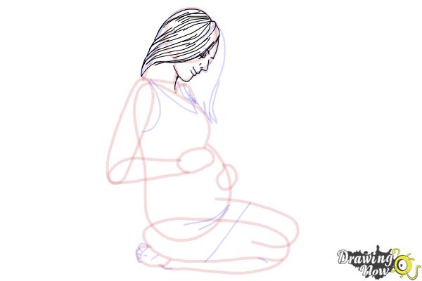 How to Draw a Pregnant Woman - Step 12
