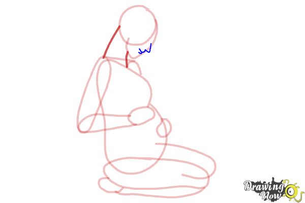 How to Draw a Pregnant Woman - Step 7