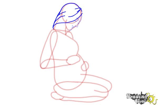 How to Draw a Pregnant Woman - Step 9