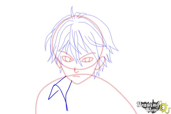 How to Draw Shu Ouma from Guilty Crown - Step 10