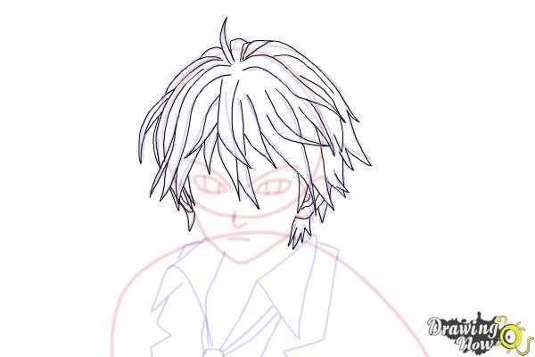 How to Draw Shu Ouma from Guilty Crown - Step 13