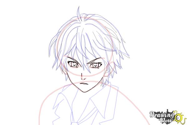 How to Draw Shu Ouma from Guilty Crown - Step 14