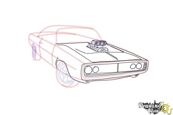 How to draw a 1970 Dodge Charger from The Fast and the Furious - Step 6