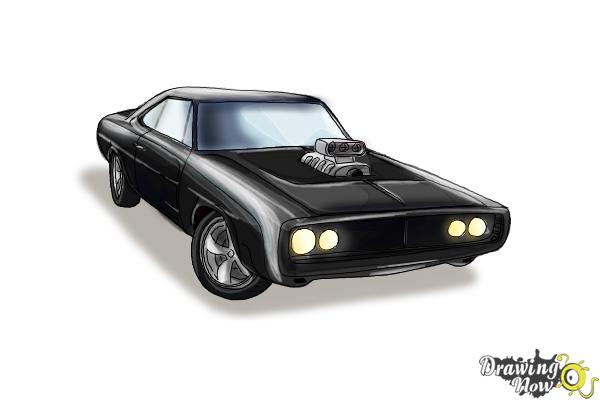 How to draw a 1970 Dodge Charger from The Fast and the Furious - Step 9
