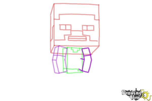 How to Draw a Chibi Steve from Minecraft - Step 6 How to Draw a Chibi Steve from Minecraft - Step 6