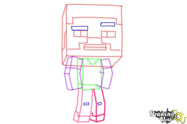 How to Draw a Chibi Steve from Minecraft - Step 8