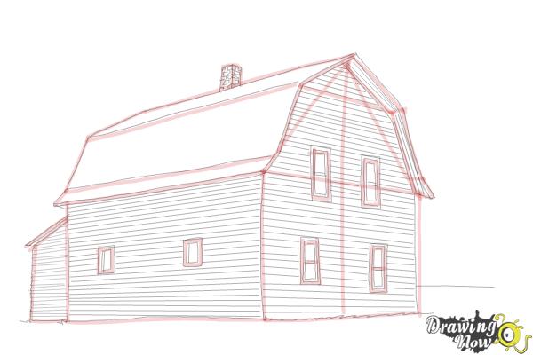 How to Draw an Old Farm House - Step 11