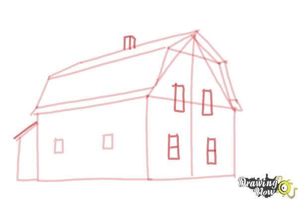 How to Draw an Old Farm House - Step 7