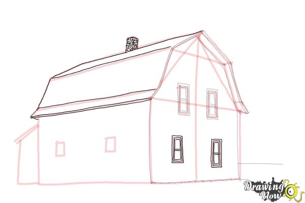 How to Draw an Old Farm House - Step 9