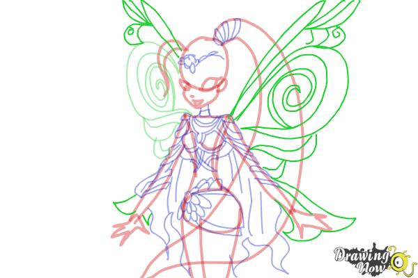 How to Draw Stella, Fairy Of The Shining Sun from Winx - Step 10