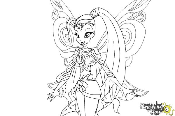 How to Draw Stella, Fairy Of The Shining Sun from Winx 