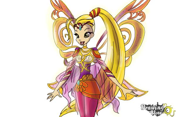 How to Draw Stella, Fairy Of The Shining Sun from Winx - Step 12