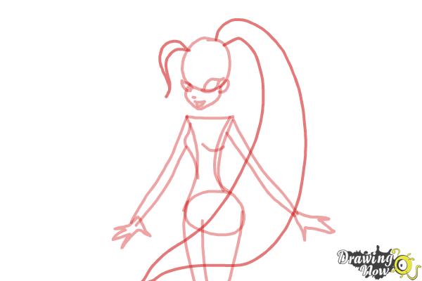 How to Draw Stella, Fairy Of The Shining Sun from Winx - Step 5