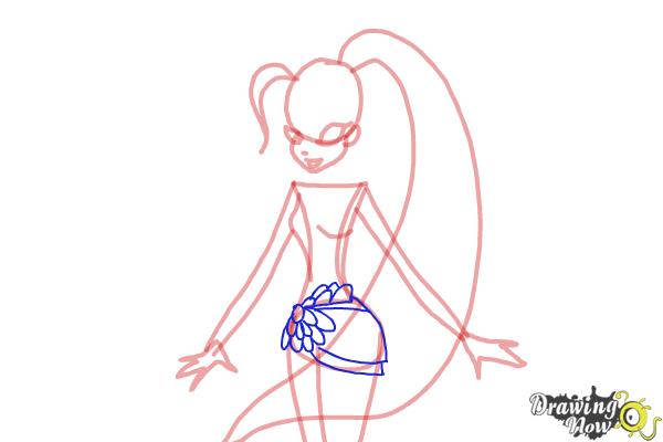 How to Draw Stella, Fairy Of The Shining Sun from Winx - Step 6