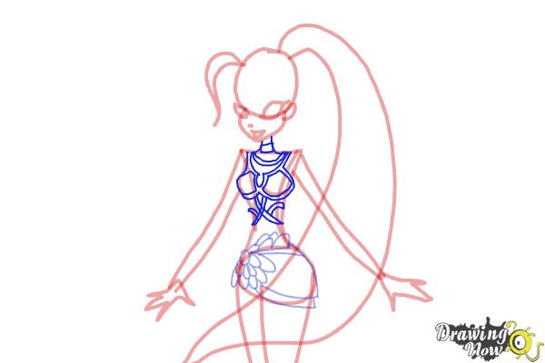 How to Draw Stella, Fairy Of The Shining Sun from Winx - Step 7