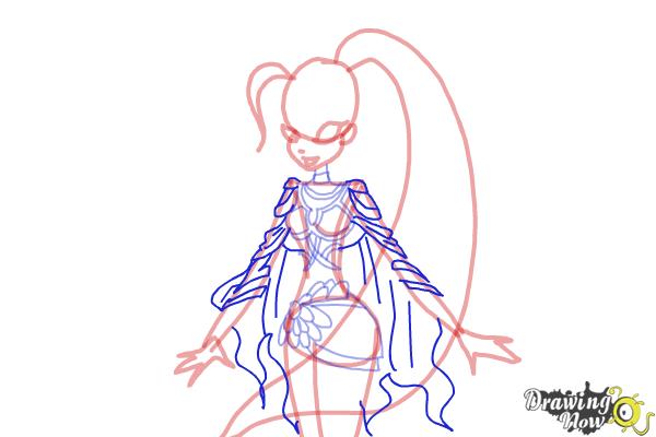 How to Draw Stella, Fairy Of The Shining Sun from Winx - Step 8