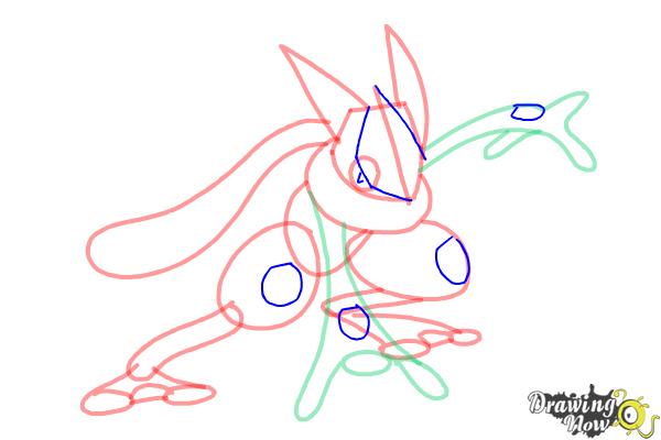 How to Draw Greninja from Pokemon X And Y - Step 7