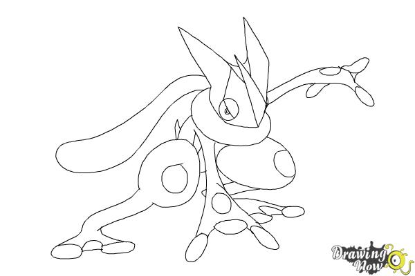 Greninja Pokemon Draw Coloring Pages Sketch Zygarde Step Drawingnow Templat...