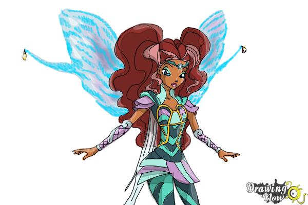 How to Draw Aisha, Fairy Of Waves from Winx - Step 12