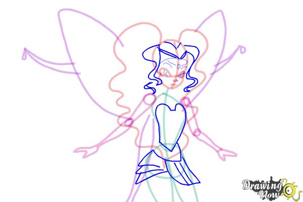 How to Draw Aisha, Fairy Of Waves from Winx - Step 8