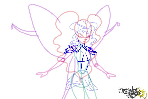 How to Draw Aisha, Fairy Of Waves from Winx - Step 9